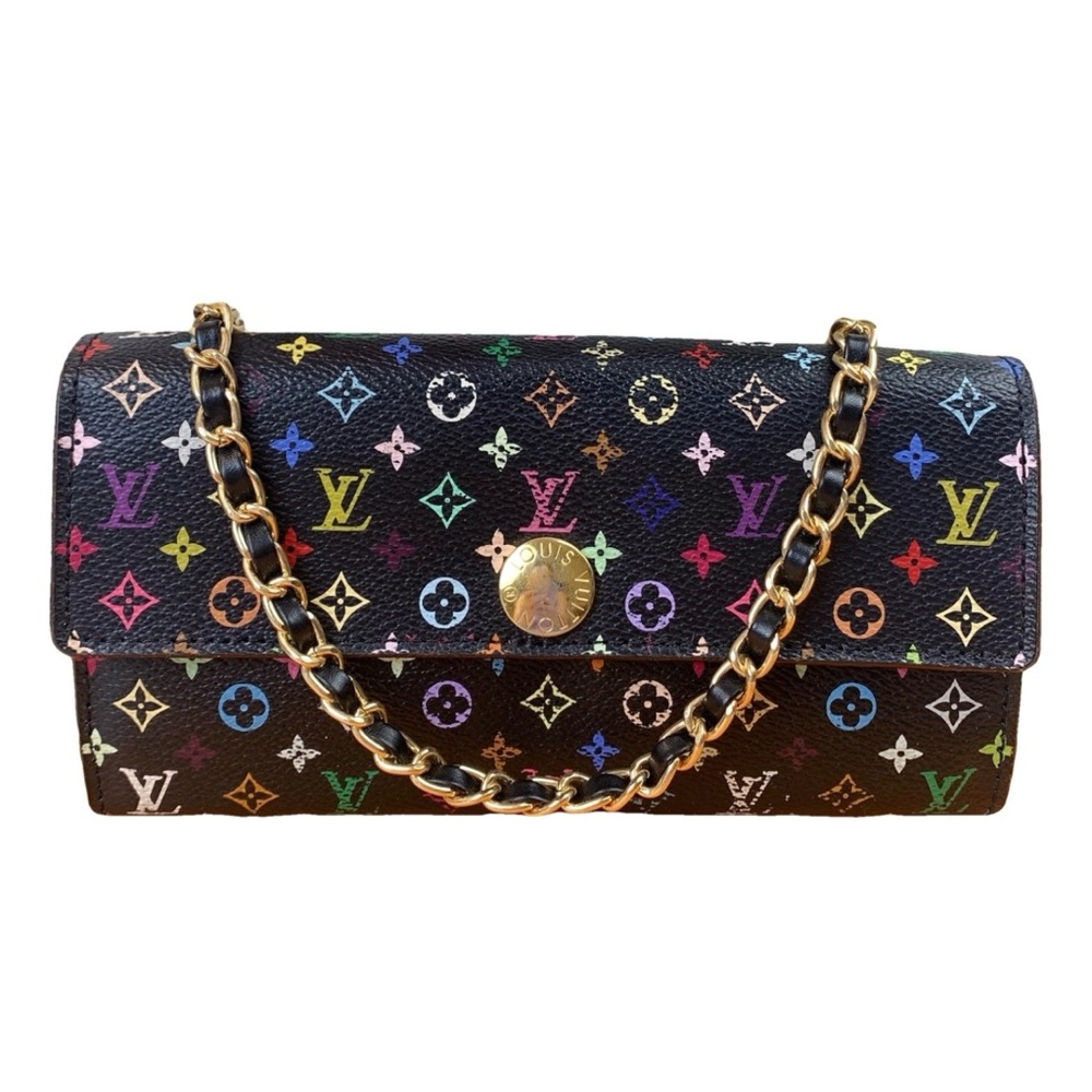 Louis Vuitton Black Clutch with Gold Chain